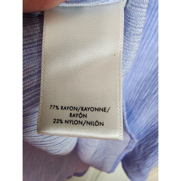 Ann Taylor Off Shoulder Gauzy Blue Tie Sleeve Blouse, XL - Picture 6 of 6